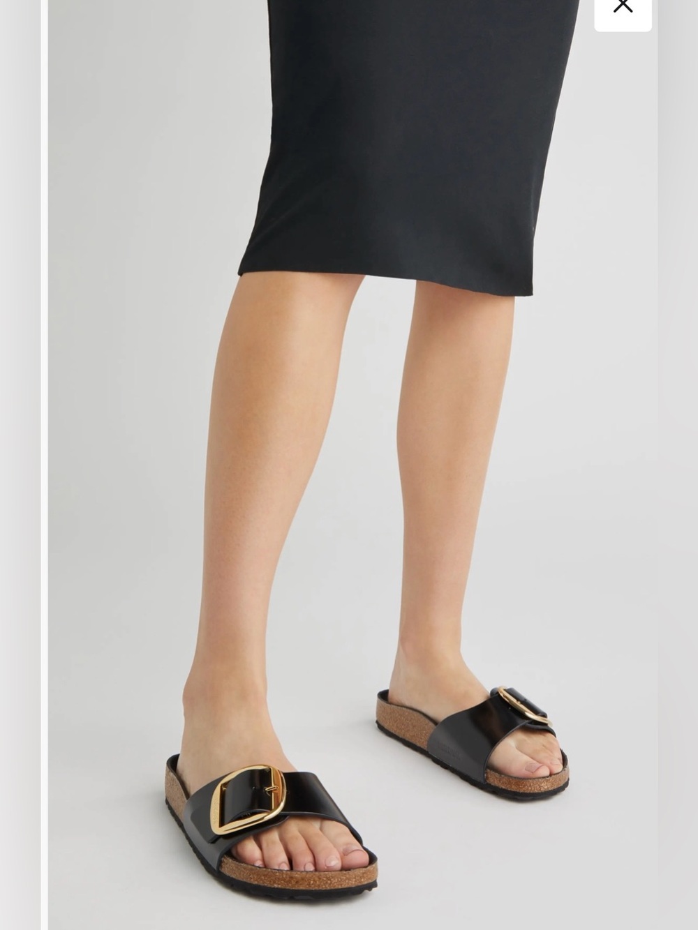 Birkenstock Black Madrid Patent Slide with Gold Buckle- Size 39 - Picture 5 of 8